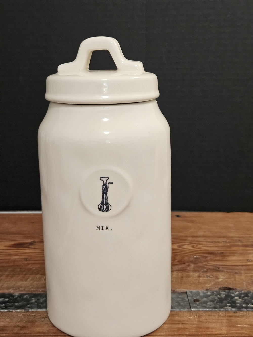 Rae Dunn Ceramic 'MIX' Canister - Cream Kitchen Storage